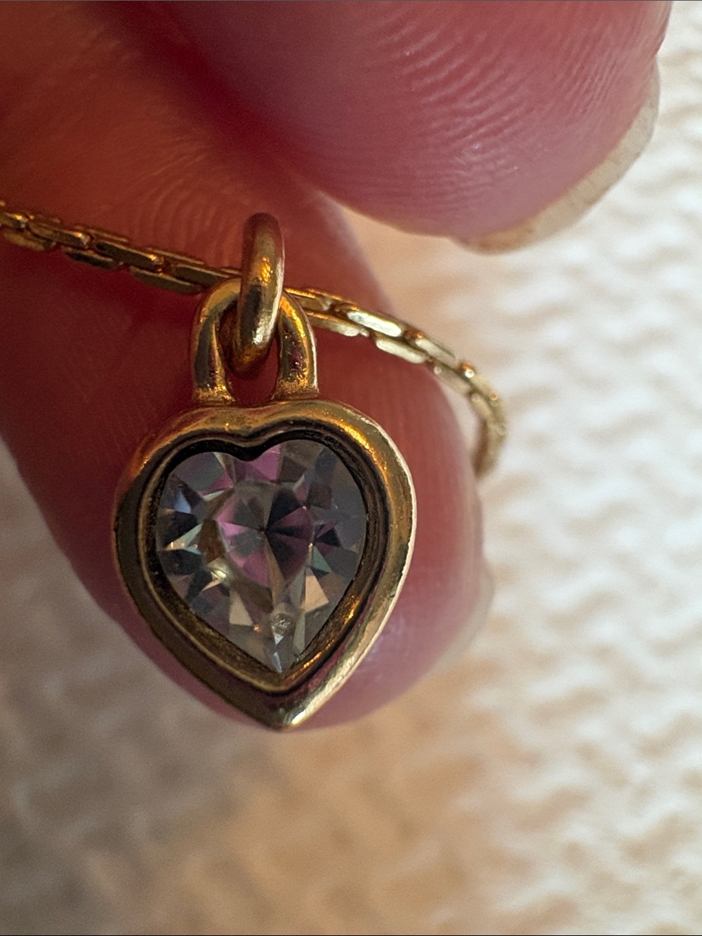 Christian Dior, 14-16” gold vintage crystal Heart Pendant Necklace - Picture 8 of 9